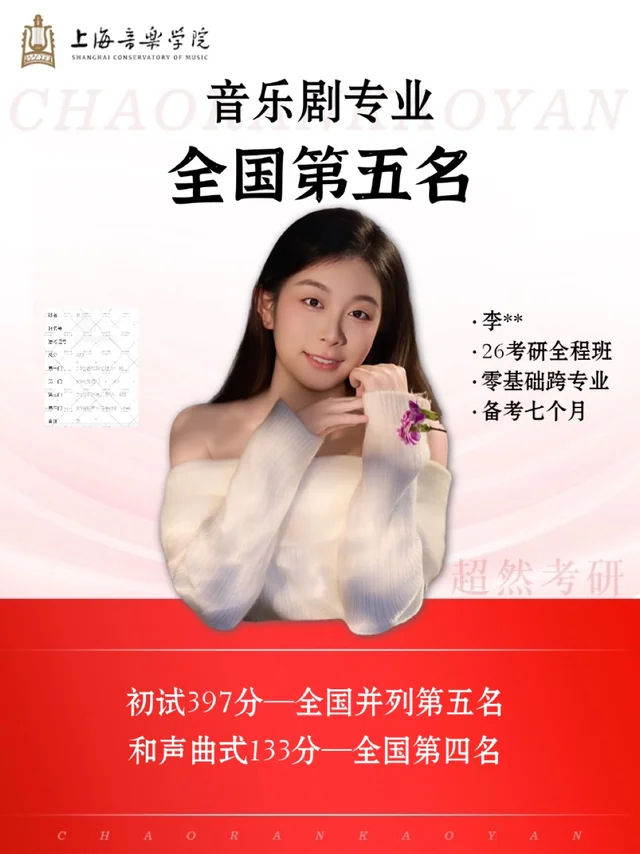 李同学 · 生物工程跨考上音音乐剧成绩封面