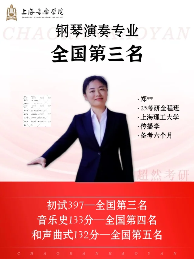 郑同学 · 上海音乐学院钢琴演奏成绩封面